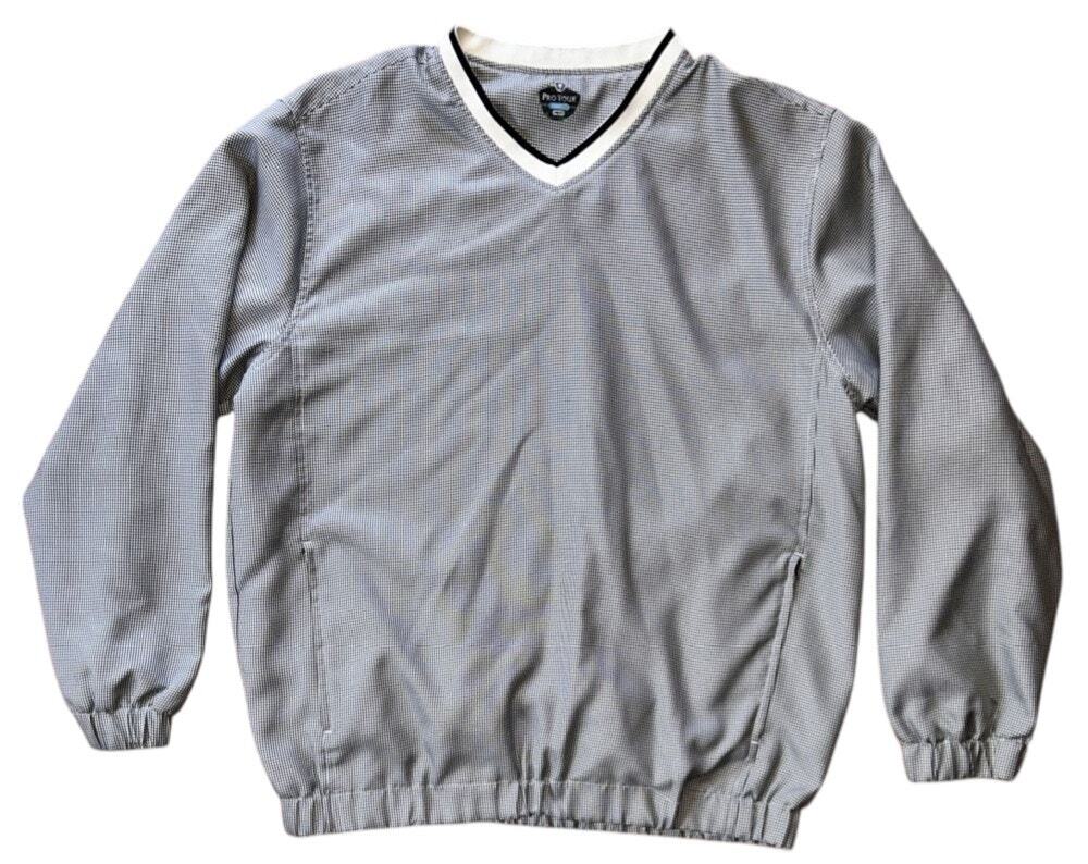 Pro Tour Cool Play Houndstooth V-Neck Golf Pullover Windbreaker Men's XL